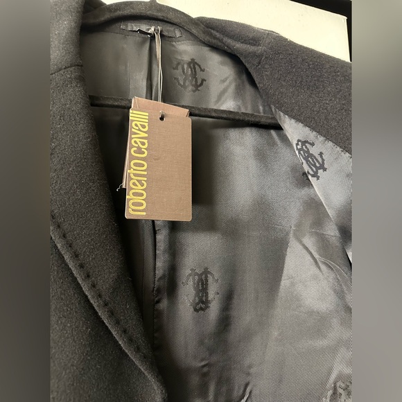 NWT $1430 Roberto Cavalli Elegant Black Coat Wool & Cashmere 48 38 Medium Italy - Picture 7 of 16